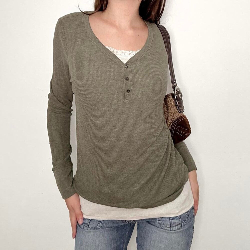 Y2k faded glory green henley